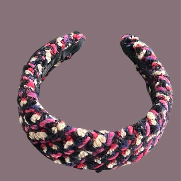 J. Crew Wide Wool Confetti Tweed Headband in Fuchsia Berry | OS | Preowned - Picture 2 of 3